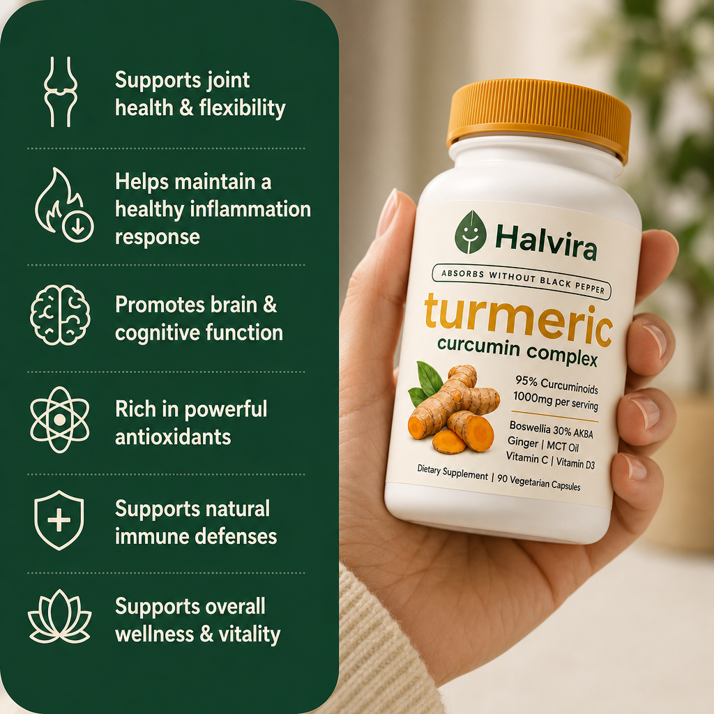 Halvira Turmeric – Natural Joint Support To Help Ease Stiffness and Restore Mobility